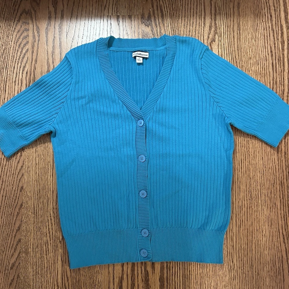 Women's Short sleeve top Sweater Croft & Barrow size L color Turquoise